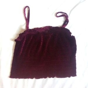 M Wild Fable Merlot/Deep Berry Runched Velvet Crop Top